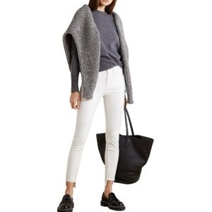 FRAME Le Skinny de Jeanne Raw Stagger Hem Jeans, Size 30, White, NWT